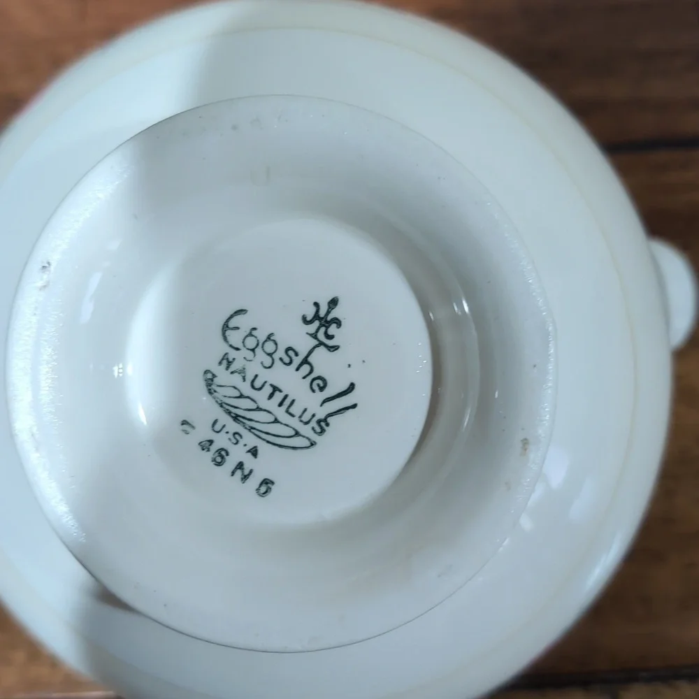 VTG 40's Homer Laughlin Eggshell Nautilus Ferndale China Creamer And Sugar Bowl
